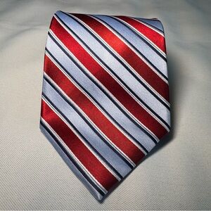 Croft & Barrow Silk Tie Red and Light Blue Striped preppy, formal, office